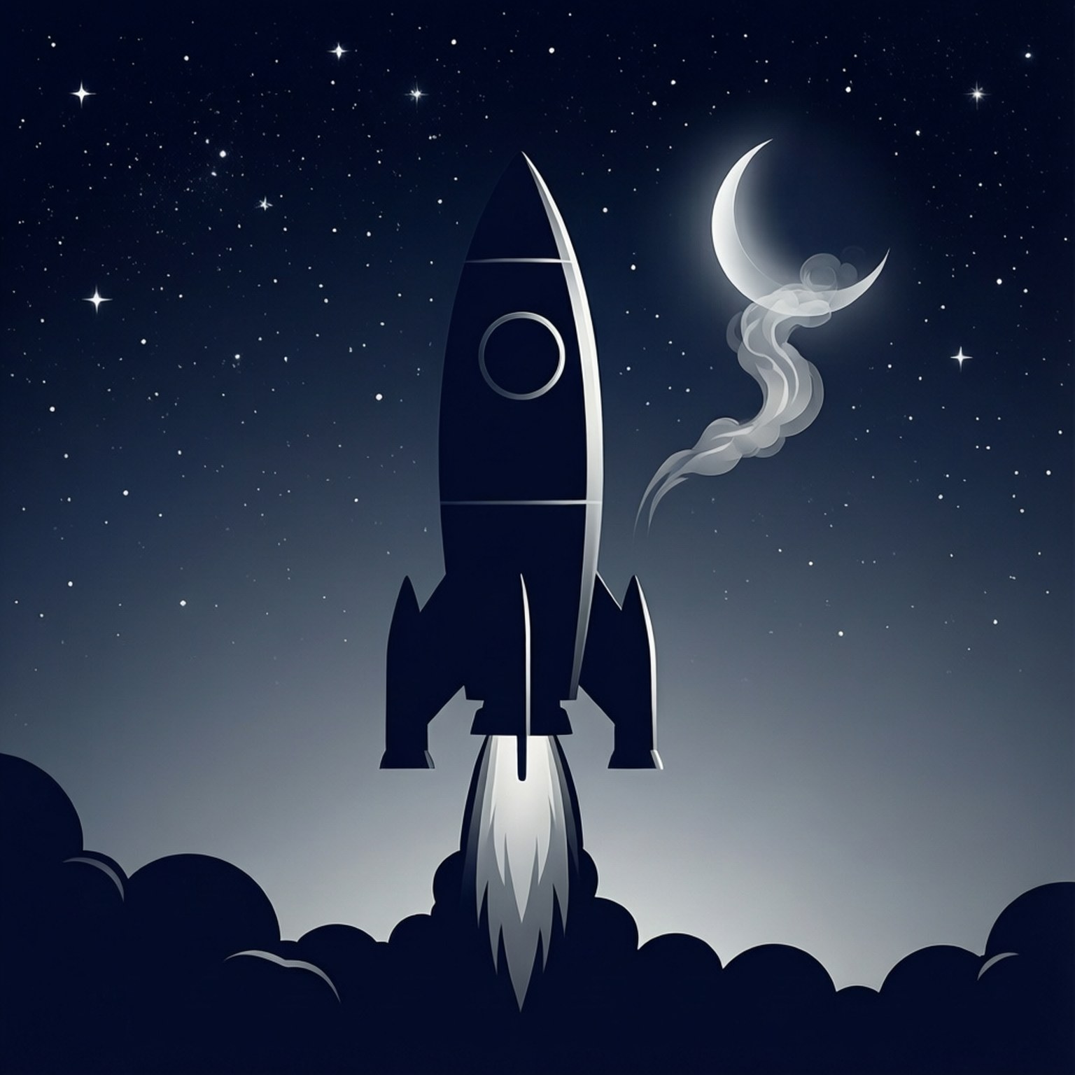 Rocket Night Launch by Wallpapers.art Studio