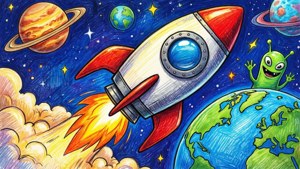 Rocket Ship Space Doodle