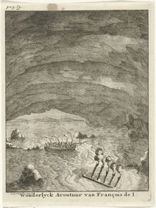 Roeiboot in een zeegrot