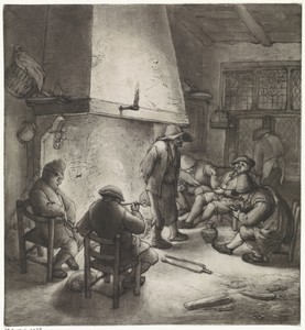 Rokende boeren bij een schouw