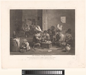 Rokende en drinkende apen in een herberg