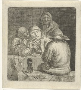 Roker met gezelschap aan een tafel