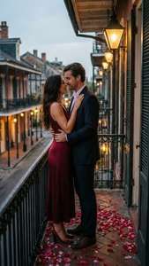 Romantic Balcony Embrace