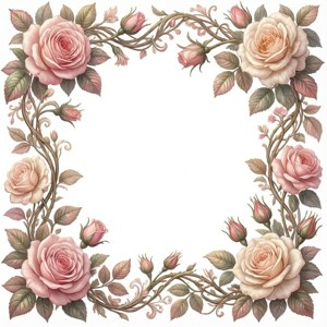 Romantic Rose Vine Border