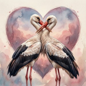Romantic Storks Pair