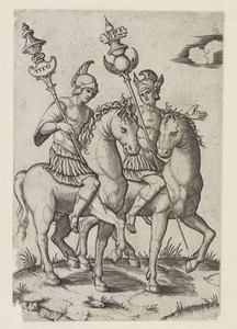 Romeinse keizers Titus en Vespasianus te paard