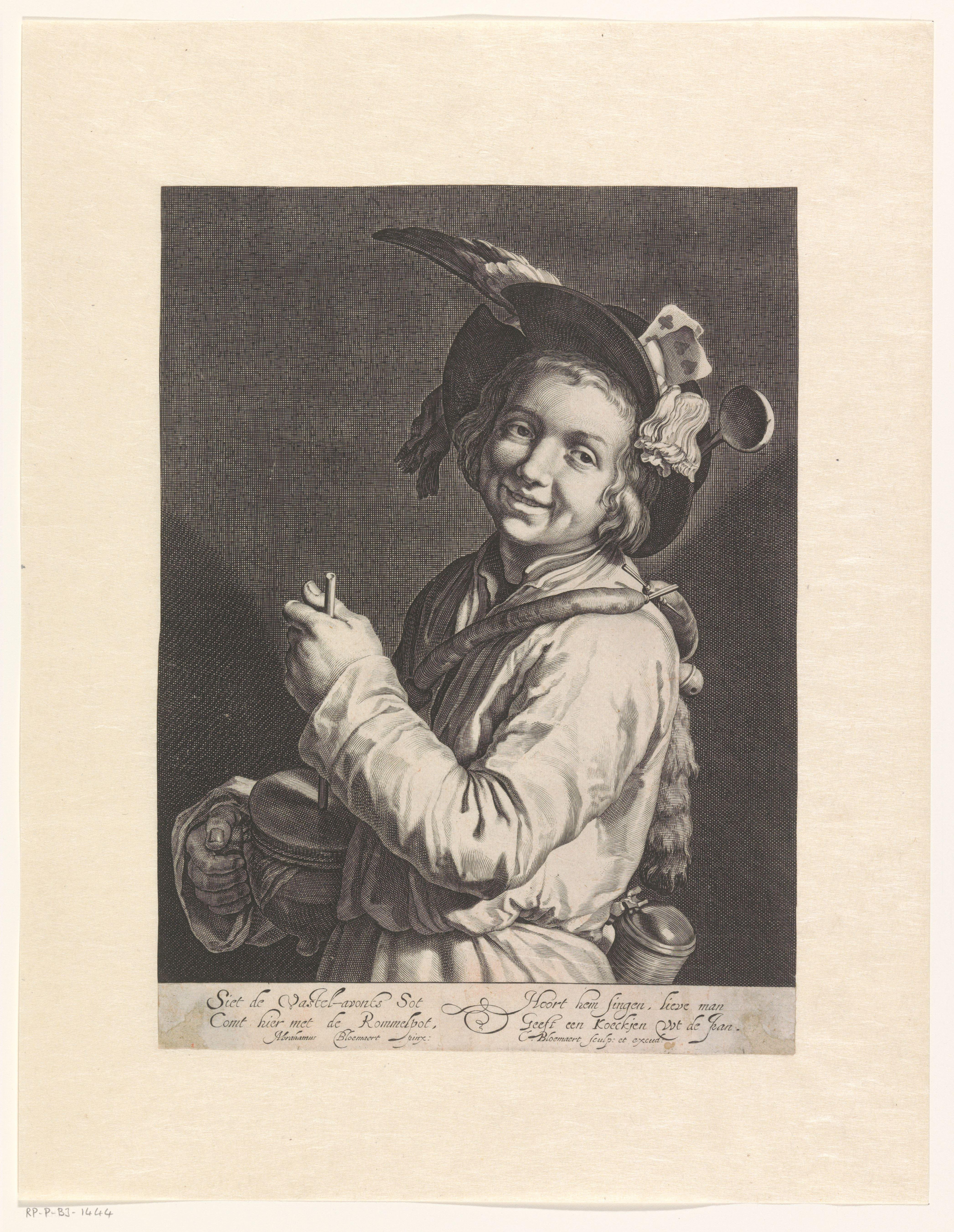 Rommelpot-speler by Cornelis Bloemaert (II)