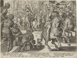 Romulus en Hersilia op een zegekar