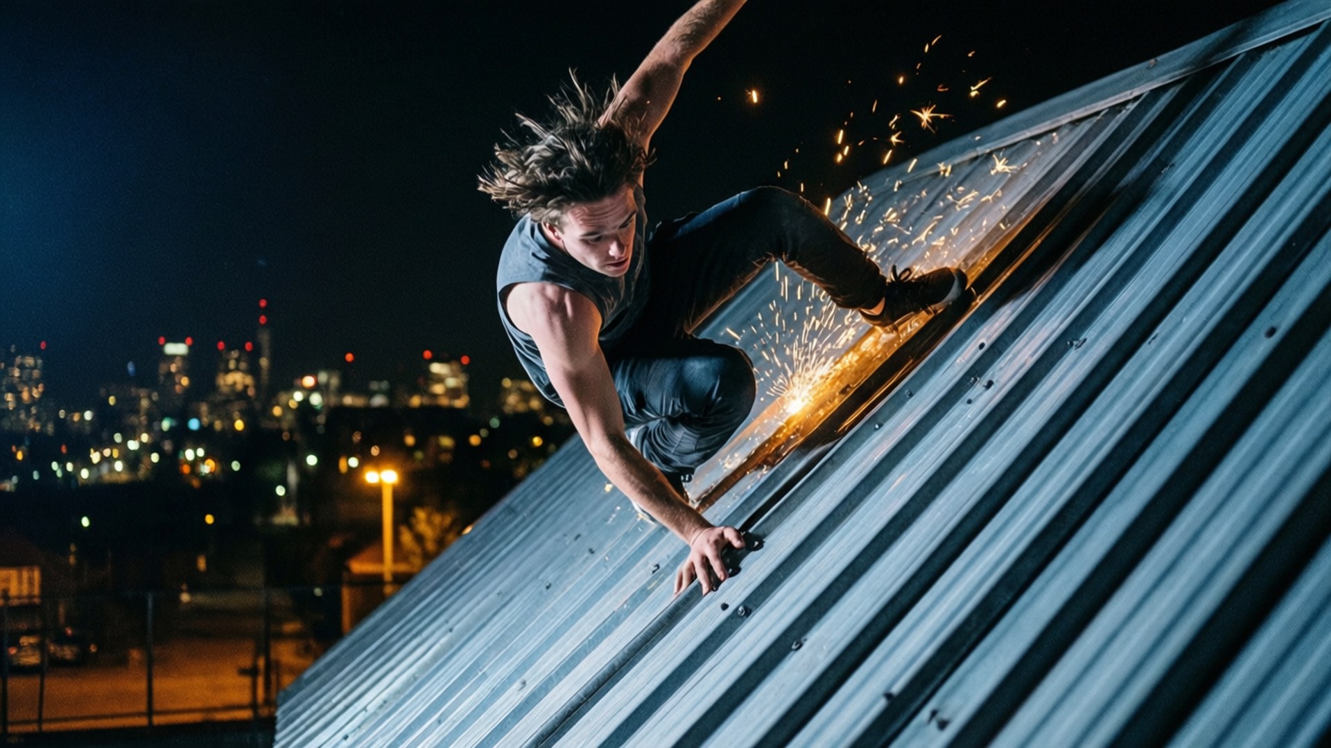 Roof Slide at Night by Wallpapers.art Studio