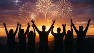 Rooftop Celebration Silhouettes