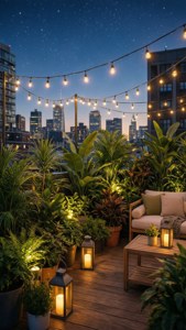 Rooftop Garden Night