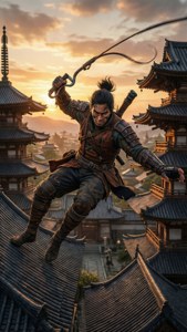 Rooftop Grapple at Sunset
