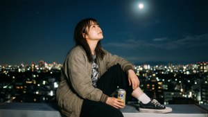 Rooftop Moon Gazing