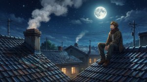 Rooftop Moon Gazing