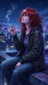 Rooftop Night Contemplation