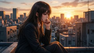 Rooftop Sunset Contemplation