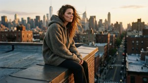 Rooftop Sunset Contemplation