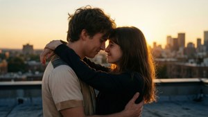 Rooftop Sunset Embrace