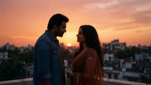 Rooftop Sunset Embrace