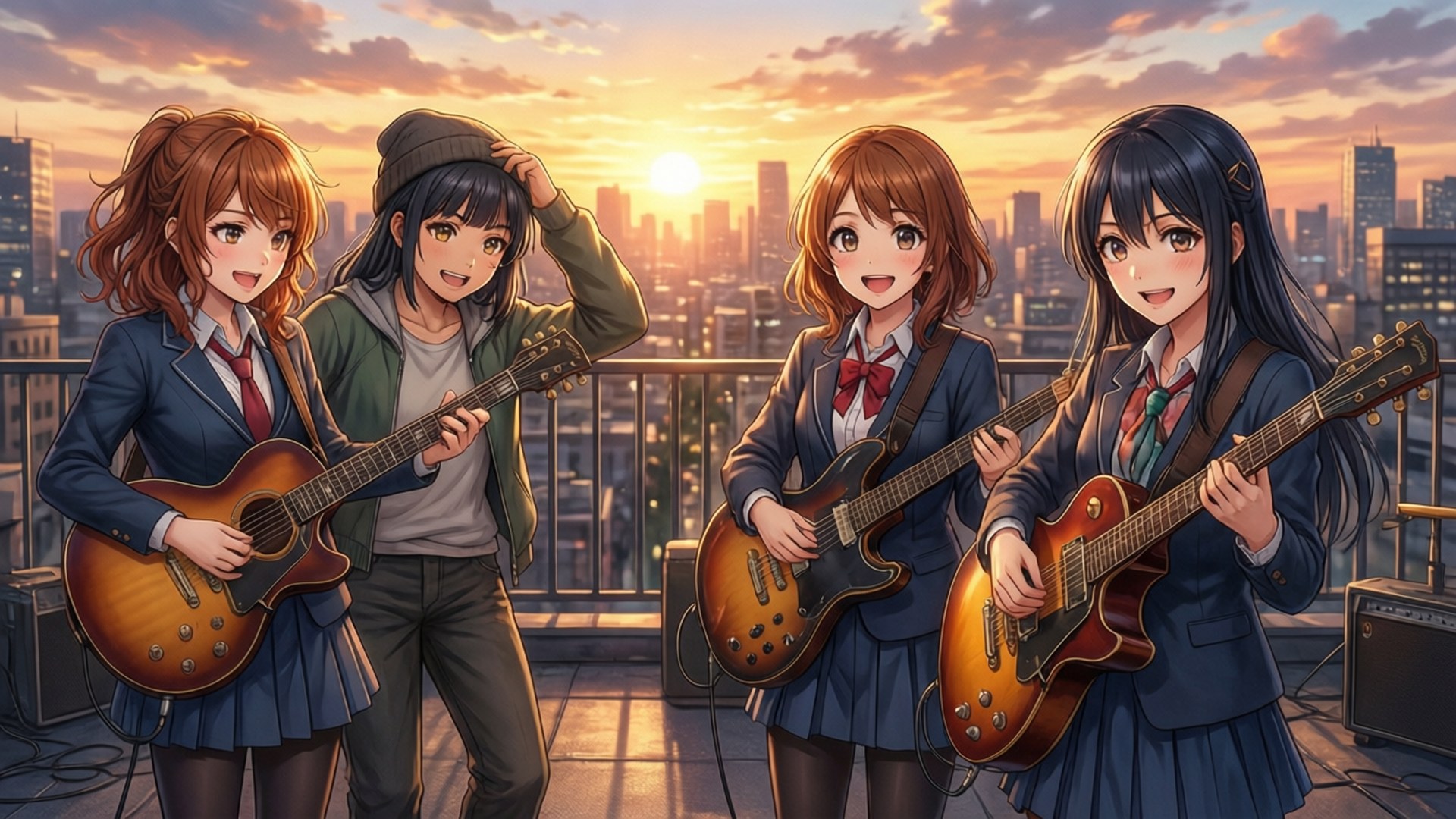 Rooftop Sunset Jam by Wallpapers.art Studio