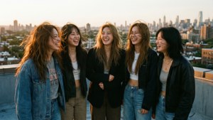 Rooftop Sunset Laughter