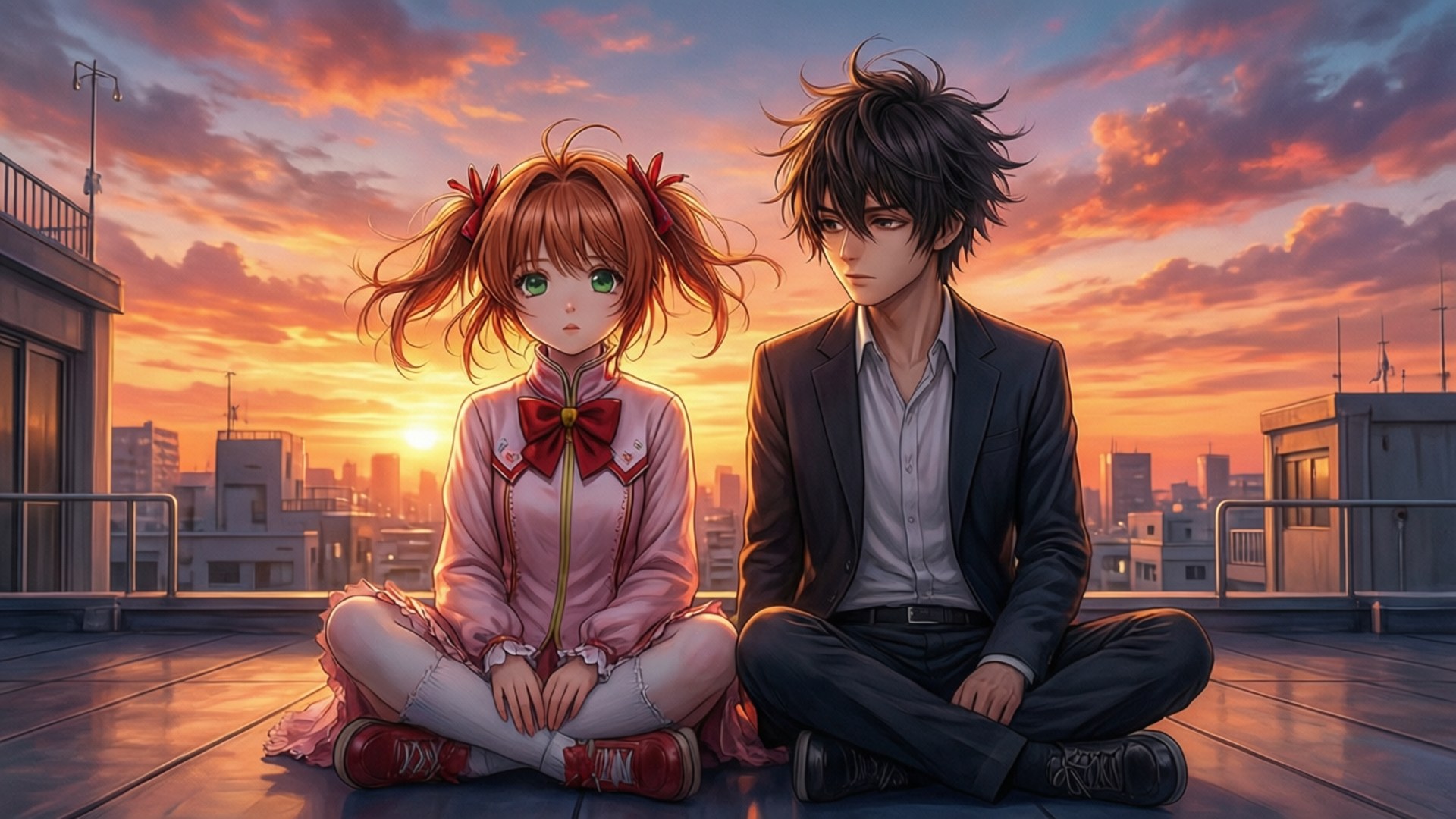 Rooftop Sunset Promise by Wallpapers.art Studio