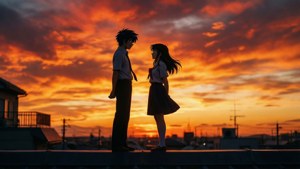 Rooftop Sunset Silhouette