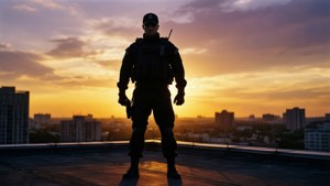 Rooftop Sunset Silhouette