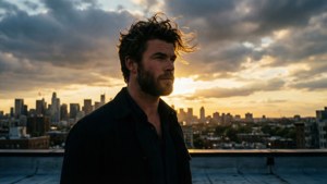 Rooftop Sunset Silhouette