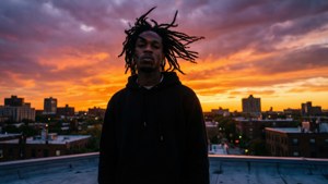 Rooftop Sunset Silhouette