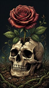 Rose from Skull Surreal