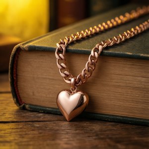 Rose Gold Heart in Library