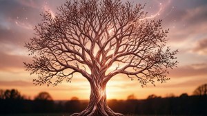 Rose Gold Tree Silhouette