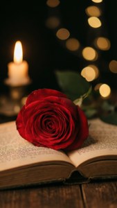 Rose on Open Book