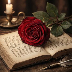 Rose on Vintage Book