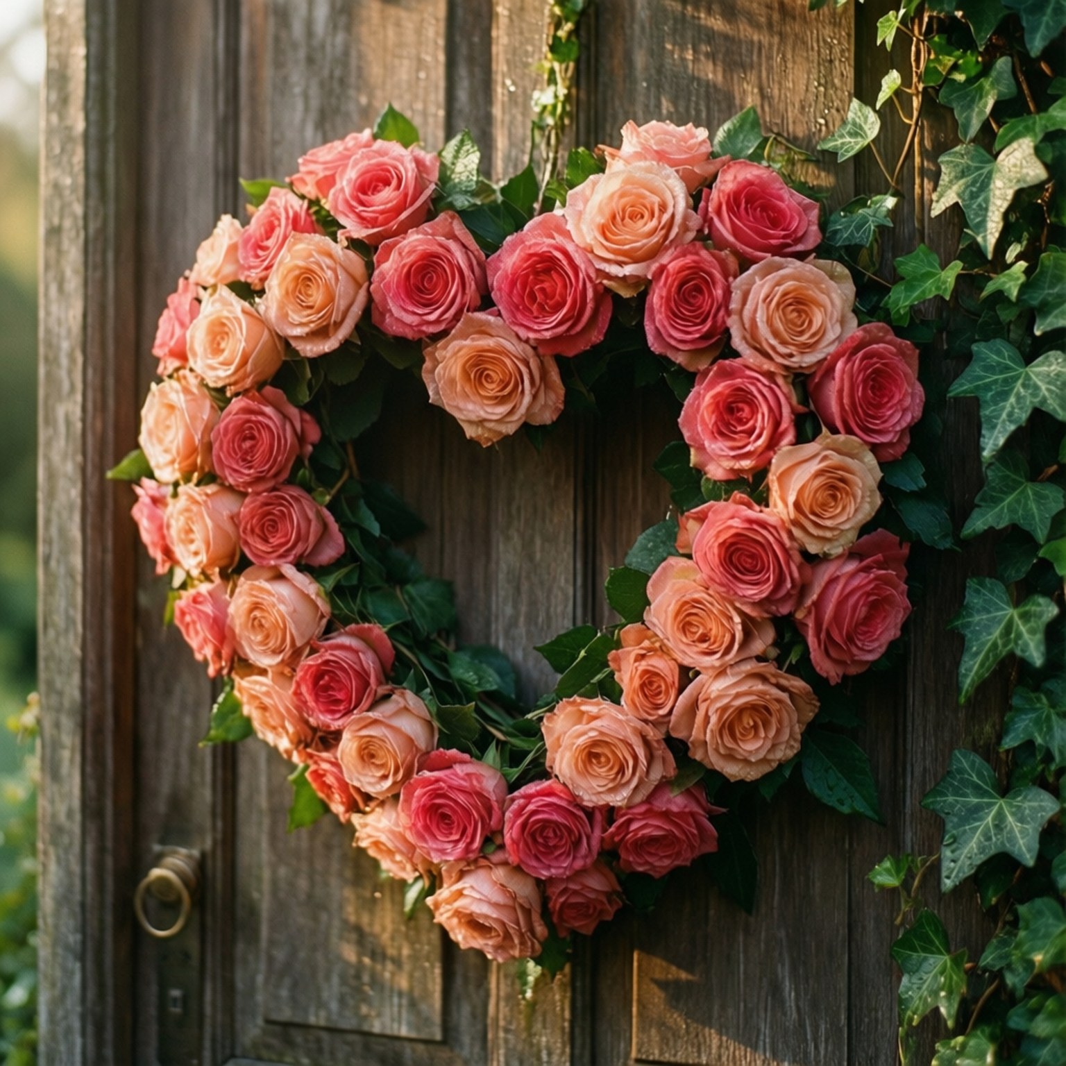 Rose Wreath on Door by Wallpapers.art Studio