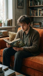 Ross Reading on Couch