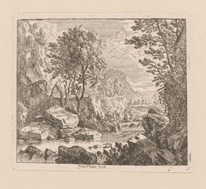 Rotsachtig landschap met cascade