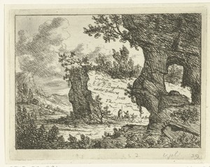 Rotslandschap met twee wandelaars