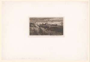 Rotslandschap met zicht op muur