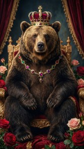 Royal Bear on Rose Throne