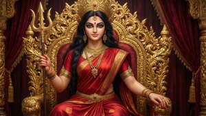 Royal Durga on Throne