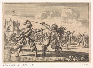 Rudolf Christiaan van Oost-Friesland in een twist gedood door een wond aan zijn oog, 1628