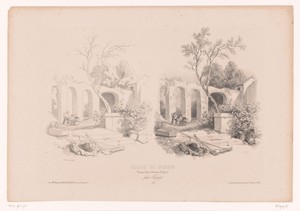 Ruïne met arcades in boerenlandschap