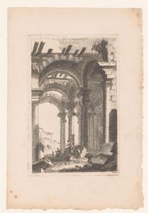 Ruïne met rustende figuren