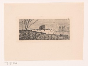 Ruïne van een toren op een steile rivieroever