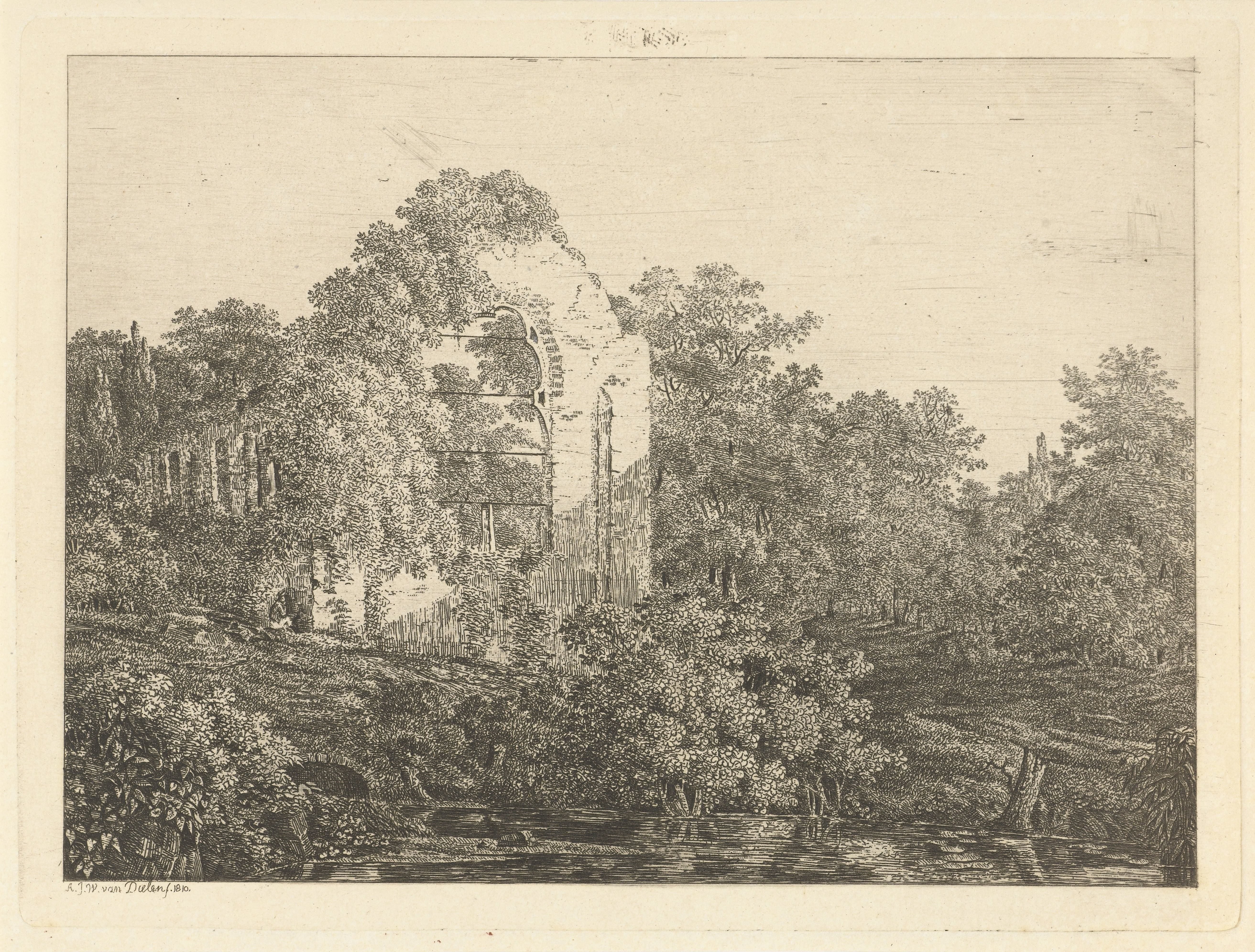 Ruïne van het Huis ter Haar by Adriaan Jacob Willem van Dielen