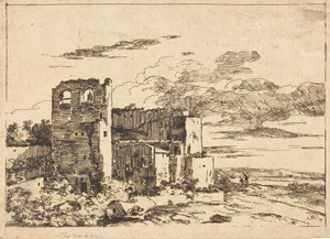 Ruined Buildings near a River Bank