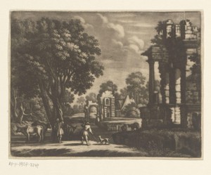 Ruïnelandschap met herders