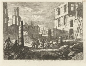 Ruïnes in de Beenhouwersstraat te Brussel, 1695